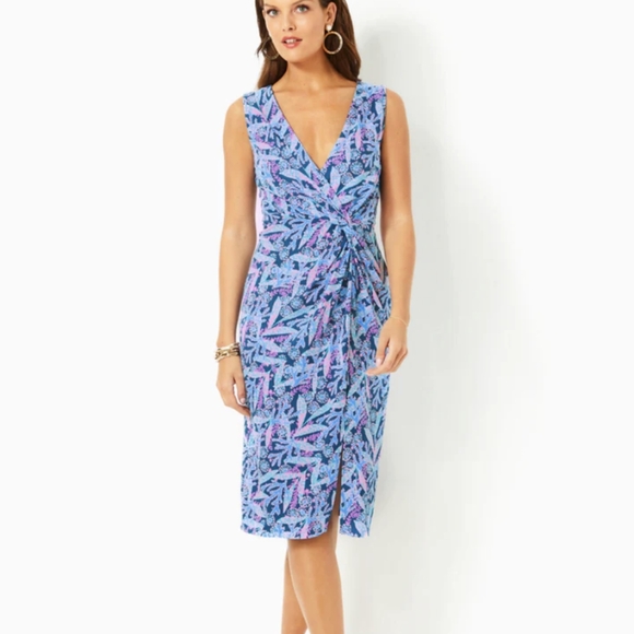 Lilly Pulitzer Dresses & Skirts - NEW Lilly Pulitzer Odella V-Neck Midi Dress 8 Star Gazing $188